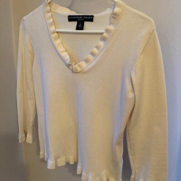 Josephine Chaus Petite Ivory Sweater w/ 3/4 Sleeves - Picture 1 of 11